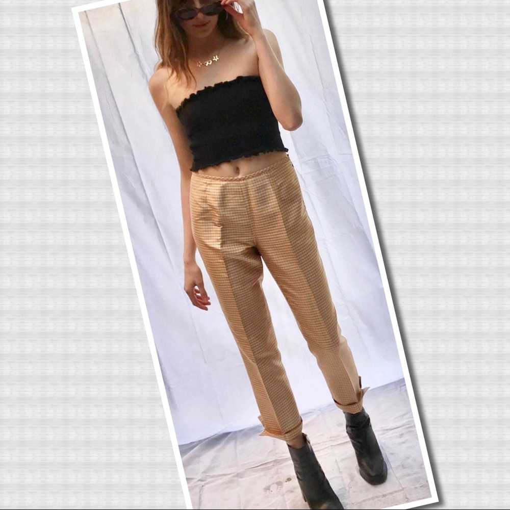 Vintage 90s ~Ann Taylor Orange/Grey Check Pants~ 2